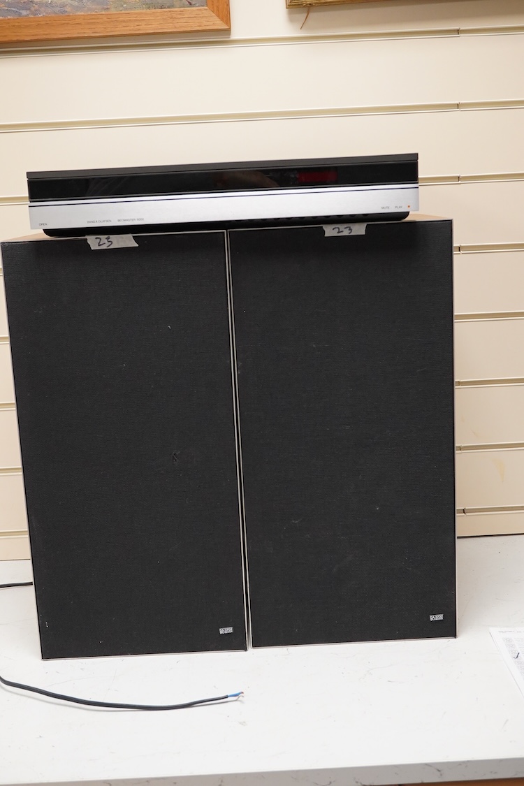 A Bang & Olufsen Beomaster 5000 amplifier, together with a pair of Beovox 3702 speakers